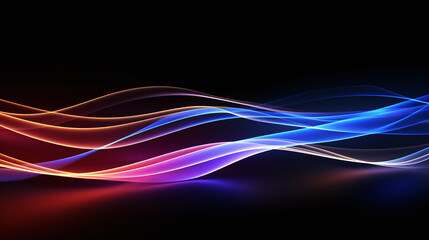 Isolated colorful neon lines on a black background. Abstract colorful neon background