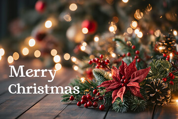 New Year themed banner with the words "Merry Christmas" Greeting Card