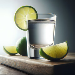 Tequila drink with lime garnish