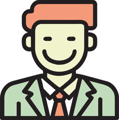 a man smile, icon colored outline