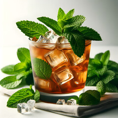 Close up of a mint julep served on the rocks