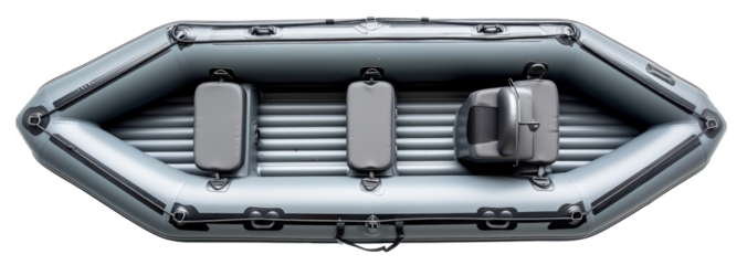 Top View of Gray Inflatable Boat Isolated