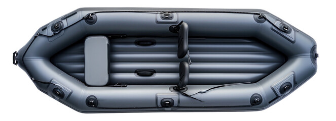 Inflatable Boat Aerial View on Transparent