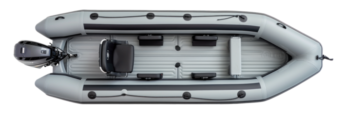 Top View of Gray Inflatable Boat Isolated