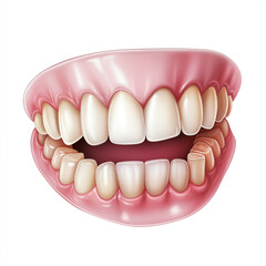 Dentadura rindo isolada no fundo branco