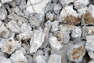 Piles of rubble after house demolition