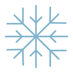 Snowflake in groovy blue color, vector sign of winter season, simple line icon