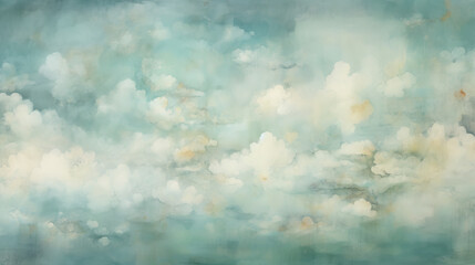 hand painted wallpaper of water color clouds