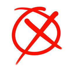 Obraz premium red cross icon transparent hand write, x icon element design png file