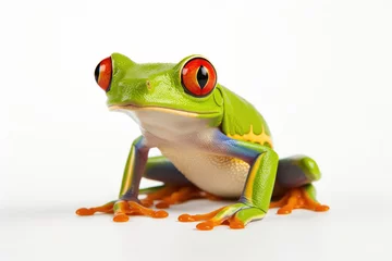 Poster Isolated exotic macro wildlife tropical closeup green amphibian nature white animal frog © SHOTPRIME STUDIO