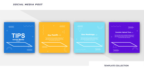 Obraz premium Tips social media tutorial, tips, post banner layout template background design element 