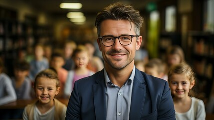 先生と生徒の写真撮影