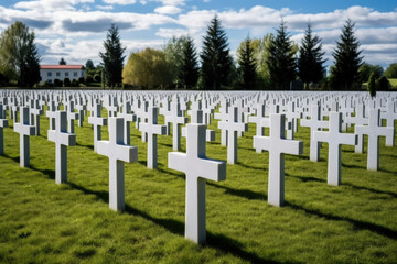 Tombstone grave memory war graveyard monument army military beach france cemetery american