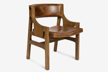 Chair with leather seat. Generative AI