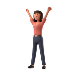 3d businesswoman has achieved success.  3d illustration.3d rendering.