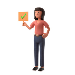 3d businesswoman holding board sign . 3d illustration.3d rendering.