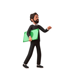 3d businessman holding big money . 3d illustration.3d rendering.