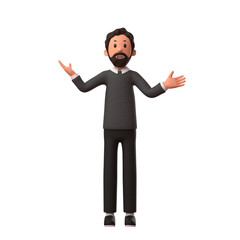 3d bussiness man raised his hand at camera.  3d illustration. 3d rendering.