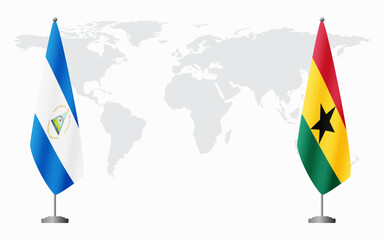 Nicaragua and Ghana flags for official meeting