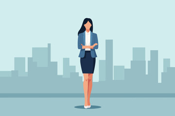 successful business woman, concept of leader, female boss,Leadership, courage, power Flat vector character illustration.