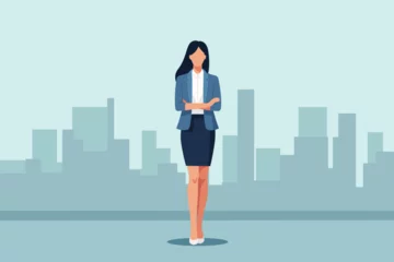 Foto op Plexiglas successful business woman, concept of leader, female boss,Leadership, courage, power Flat vector character illustration. © jayhermiony