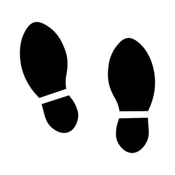 Shoe Prints. Human shoes black silhouette on white background. Foot step shoe symbol icon.