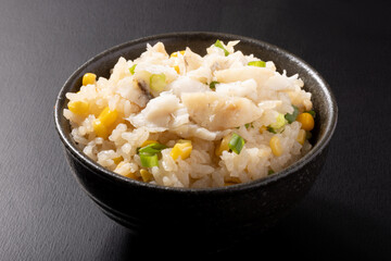 タラのコーンバターの炊き込みご飯
