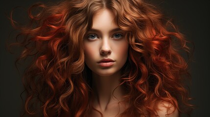 A woman with red hair is posing for a picture. Vibrant hair, perfect for hair product ads.