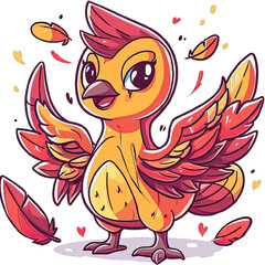 Cute cartoon phoenix bird illustration