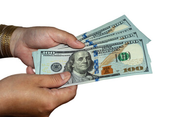 hand with US money isolated