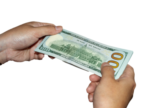 hand with US money isolated