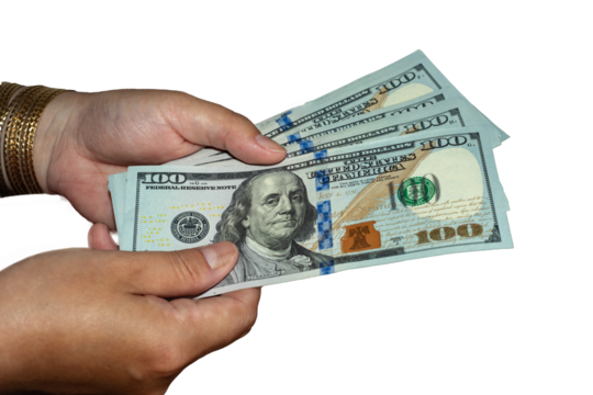 hand with US money isolated