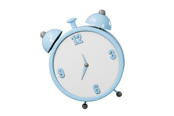 3d blue alarm clock icon isolated on blue pastel background. minimal quick time concept. urgent work. fast service. 3D Rendering. Banner, a place for text, copy space.