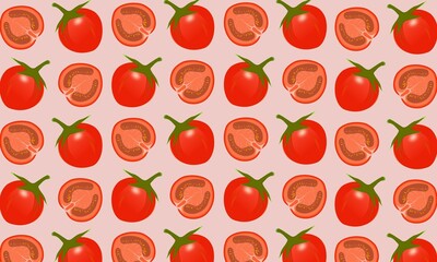 seamless pattern with red tomato 