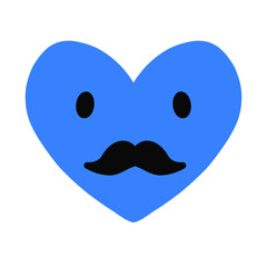 Love Mustache sign in blue color