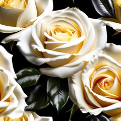White roses on black background