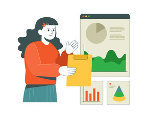 illustration of person with graph