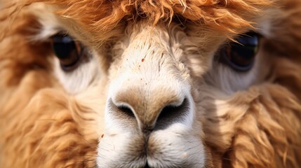 A close-up of an alpaca's ears, capturing their unique shape. - obrazy, fototapety, plakaty
