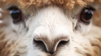 A close-up of an alpaca's nose, capturing its unique features.