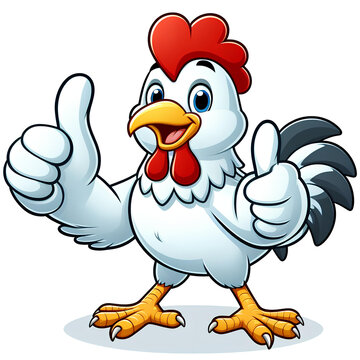 cartoon chicken with OK thumbs up