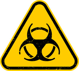 Yellow grunge danger sign, warning sign, biohazard sign