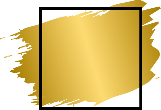 Golden grunge paint stroke with frame, gold paint brush stroke frame
