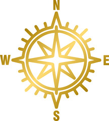 Golden compass rose or golden wind rose, gold compass rose