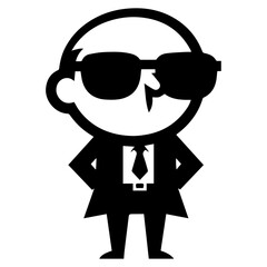 minimal funny carton business man vector silhouette, black color silhouette, white background