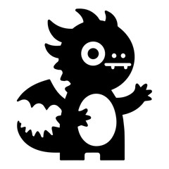 minimal Funny cartoon dinosaur vector silhouette, silhouette, black color, white background