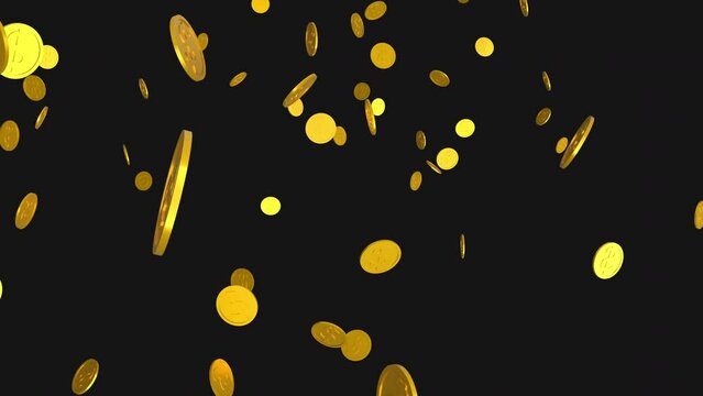 金のドルコインが降る様子　経済　為替