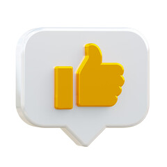 3D Social media platform, online social communication application concept, golden like, react, good...
