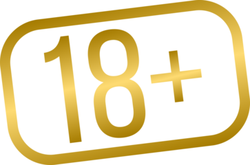 18+ golden sign badge, adults only golden banners badges	
