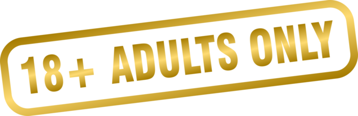 18+ golden sign badge, adults only golden banners badges	
