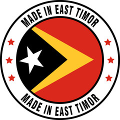 Manufacturing made in East Timor country label, flag label badge	